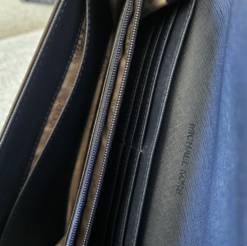 Michael Kors Navy MK Monogram Tote with Crossbody Strap - Picture 7 of 12